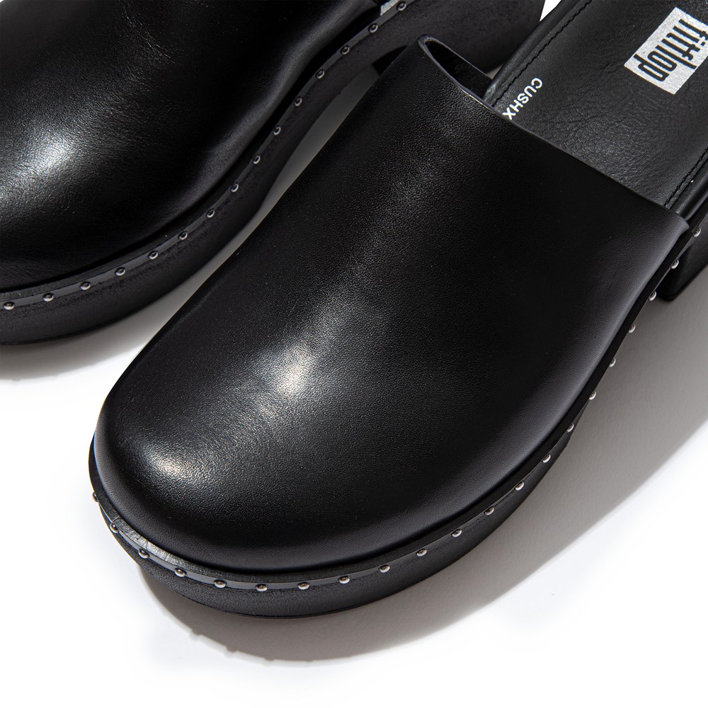 Fitflop Womens Platforms - Pilar Leather Mule - Black - 384-KOHEUW